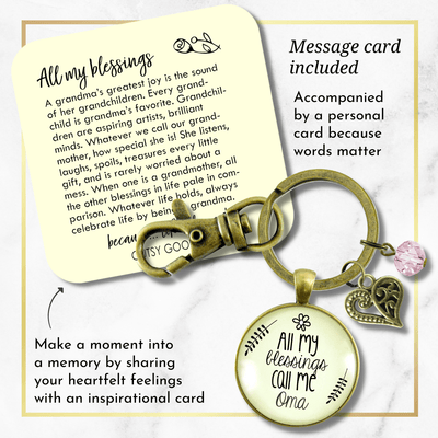Oma Keychain All My Blessings German Grandma Womens Family Gift Jewelry - Gutsy Goodness Handmade Jewelry;Oma Keychain All My Blessings German Grandma Womens Family Gift Jewelry - Gutsy Goodness Handmade Jewelry Gifts