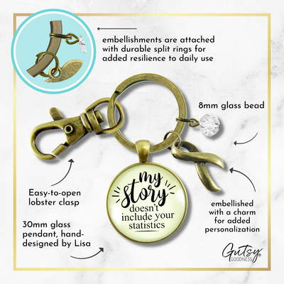 Survivor Keychain My Story Doesn't Include Statistics Funny Jewelry  Keychain - Women - Gutsy Goodness Handmade Jewelry