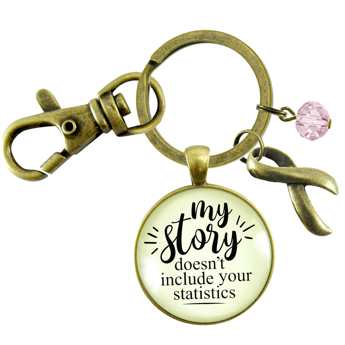 Breast Cancer Keychain My Story Doesn't Include Your Statistics Funny Mantra Gift Pink Awareness - Gutsy Goodness Handmade Jewelry;Breast Cancer Keychain My Story Doesn't Include Your Statistics Funny Mantra Gift Pink Awareness - Gutsy Goodness Handmade Jewelry Gifts
