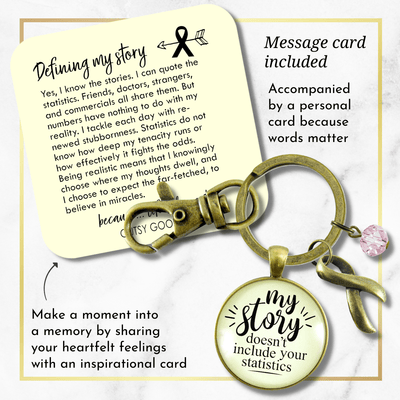 Breast Cancer Keychain My Story Doesn't Include Your Statistics Funny Mantra Gift Pink Awareness - Gutsy Goodness Handmade Jewelry;Breast Cancer Keychain My Story Doesn't Include Your Statistics Funny Mantra Gift Pink Awareness - Gutsy Goodness Handmade Jewelry Gifts
