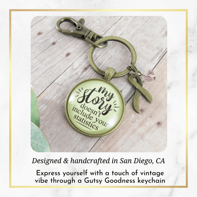 Breast Cancer Keychain My Story Doesn't Include Your Statistics Funny Mantra Gift Pink Awareness - Gutsy Goodness Handmade Jewelry;Breast Cancer Keychain My Story Doesn't Include Your Statistics Funny Mantra Gift Pink Awareness - Gutsy Goodness Handmade Jewelry Gifts