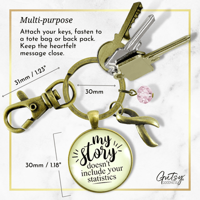 Breast Cancer Keychain My Story Doesn't Include Your Statistics Funny Mantra Gift Pink Awareness - Gutsy Goodness Handmade Jewelry;Breast Cancer Keychain My Story Doesn't Include Your Statistics Funny Mantra Gift Pink Awareness - Gutsy Goodness Handmade Jewelry Gifts