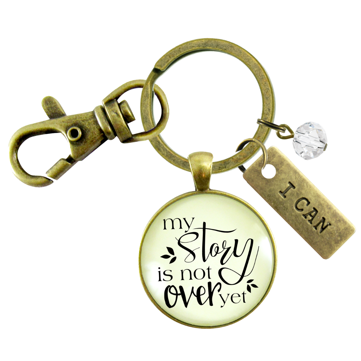 My Story Isn't Over Yet Keychain Men women Positive Mantra Survivor Quote Warrior Jewelry - Gutsy Goodness Handmade Jewelry;My Story Isn't Over Yet Keychain Men Women Positive Mantra Survivor Quote Warrior Jewelry - Gutsy Goodness Handmade Jewelry Gifts