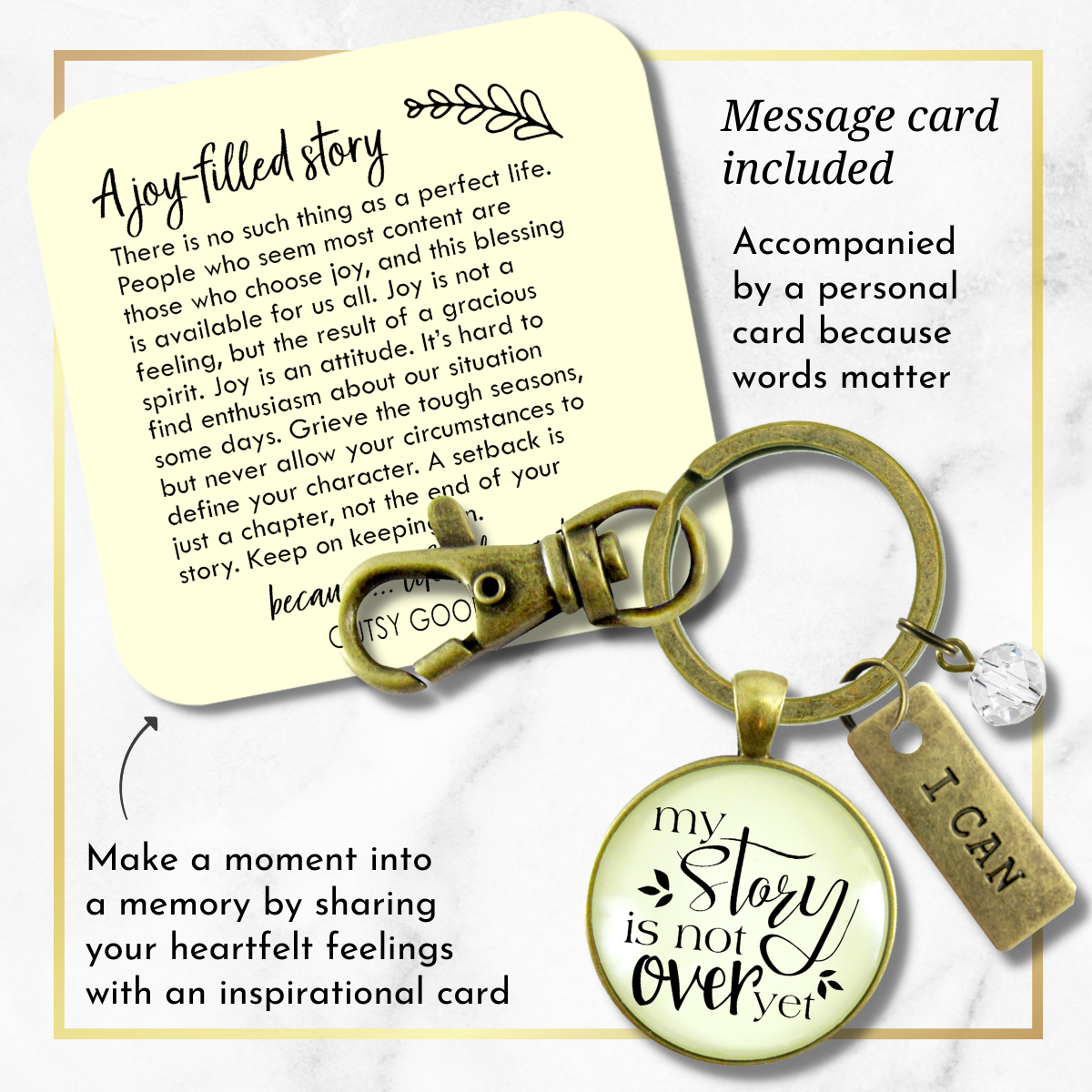 My Story Isn't Over Yet Keychain Men women Positive Mantra Survivor Quote Warrior Jewelry - Gutsy Goodness Handmade Jewelry;My Story Isn't Over Yet Keychain Men Women Positive Mantra Survivor Quote Warrior Jewelry - Gutsy Goodness Handmade Jewelry Gifts