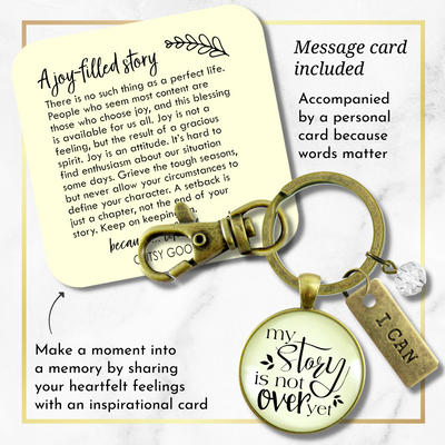 My Story Isn't Over Yet Keychain Men women Positive Mantra Survivor Quote Warrior Jewelry - Gutsy Goodness Handmade Jewelry;My Story Isn't Over Yet Keychain Men Women Positive Mantra Survivor Quote Warrior Jewelry - Gutsy Goodness Handmade Jewelry Gifts