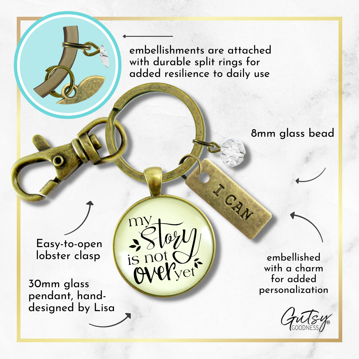 My Story Isn't Over Yet Keychain Men women Positive Mantra Survivor Quote Warrior Jewelry - Gutsy Goodness Handmade Jewelry;My Story Isn't Over Yet Keychain Men Women Positive Mantra Survivor Quote Warrior Jewelry - Gutsy Goodness Handmade Jewelry Gifts