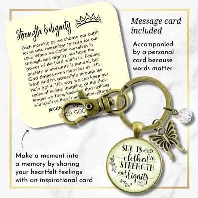 Faith Keychain She is Clothed Strength Dignity Women of Truth Proverb 31 Believer Gift - Gutsy Goodness Handmade Jewelry;Faith Keychain She Is Clothed Strength Dignity Women Of Truth Proverb 31 Believer Gift - Gutsy Goodness Handmade Jewelry Gifts