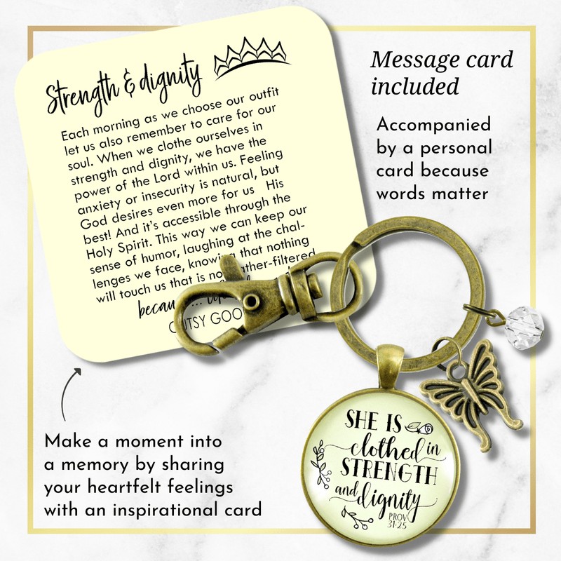 Faith Keychain She is Clothed Strength Dignity Women of Truth Proverb 31 Believer Gift - Gutsy Goodness Handmade Jewelry;Faith Keychain She Is Clothed Strength Dignity Women Of Truth Proverb 31 Believer Gift - Gutsy Goodness Handmade Jewelry Gifts