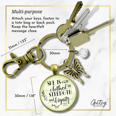 Faith Keychain She is Clothed Strength Dignity Women of Truth Proverb 31 Believer Gift - Gutsy Goodness Handmade Jewelry;Faith Keychain She Is Clothed Strength Dignity Women Of Truth Proverb 31 Believer Gift - Gutsy Goodness Handmade Jewelry Gifts