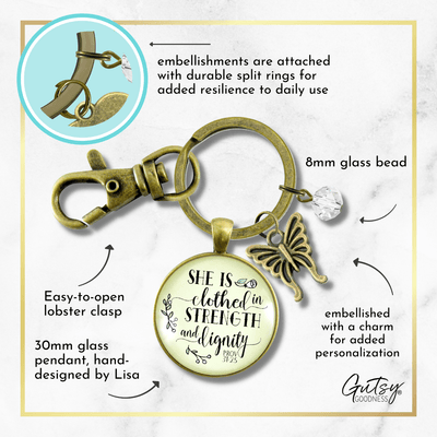 Faith Keychain She is Clothed Strength Dignity Women of Truth Proverb 31 Believer Gift - Gutsy Goodness Handmade Jewelry;Faith Keychain She Is Clothed Strength Dignity Women Of Truth Proverb 31 Believer Gift - Gutsy Goodness Handmade Jewelry Gifts
