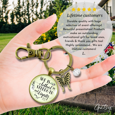 Faith Keychain She is Clothed Strength Dignity Women of Truth Proverb 31 Believer Gift - Gutsy Goodness Handmade Jewelry;Faith Keychain She Is Clothed Strength Dignity Women Of Truth Proverb 31 Believer Gift - Gutsy Goodness Handmade Jewelry Gifts
