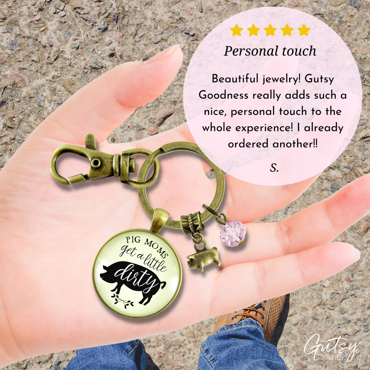 Pig Keychain Quote Pig Moms Get Dirty Sassy Country Girl Jewelry - Gutsy Goodness Handmade Jewelry;Pig Keychain Quote Pig Moms Get Dirty Sassy Country Girl Jewelry - Gutsy Goodness Handmade Jewelry Gifts