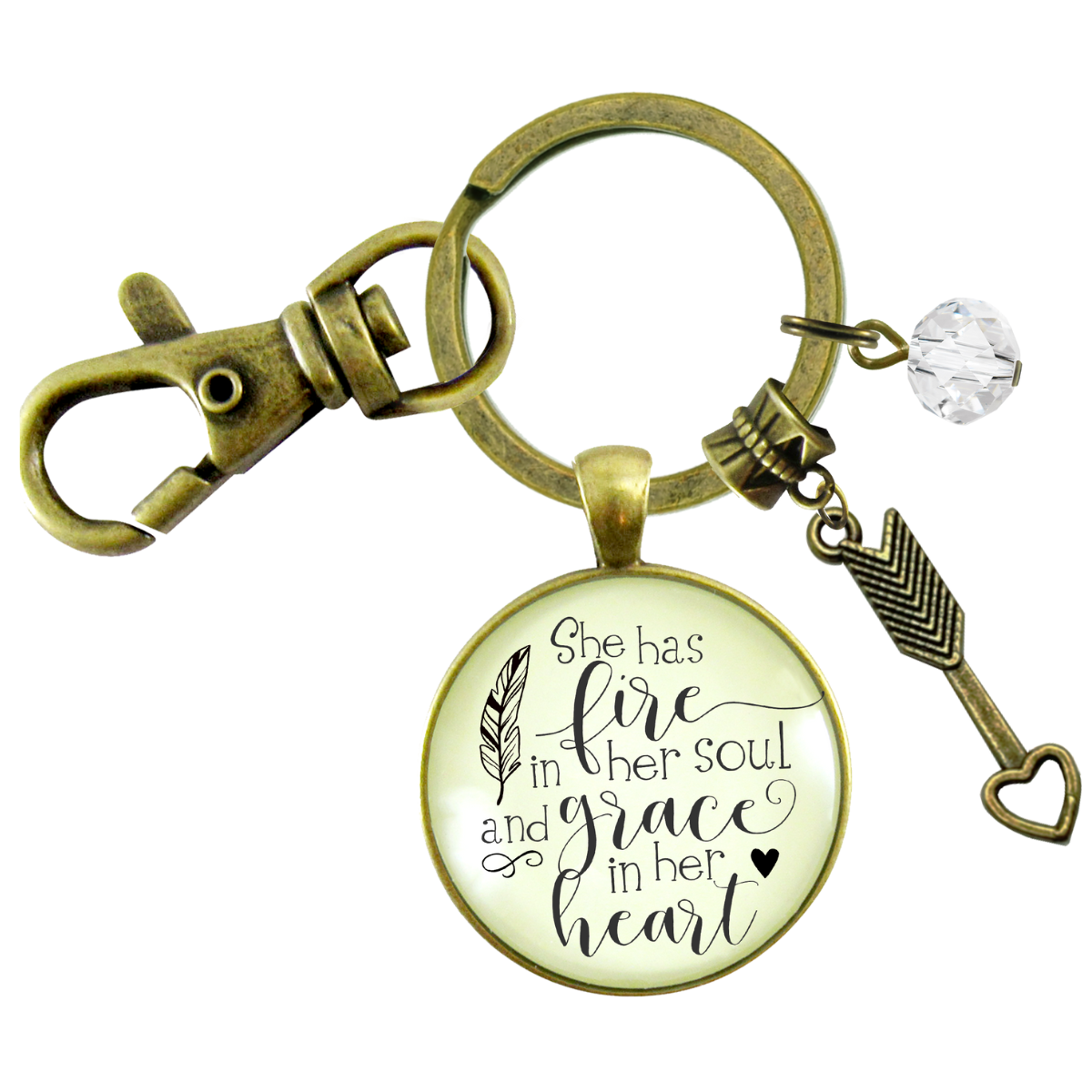 She Has Fire In Her Soul Keychain Grace In Heart Boho Handmade Jewelry For Women Arrow  Keychain - Women - Gutsy Goodness Handmade Jewelry