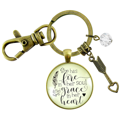 She Has Fire In Her Soul Keychain Grace In Heart Boho Handmade Jewelry For Women Arrow  Keychain - Women - Gutsy Goodness Handmade Jewelry