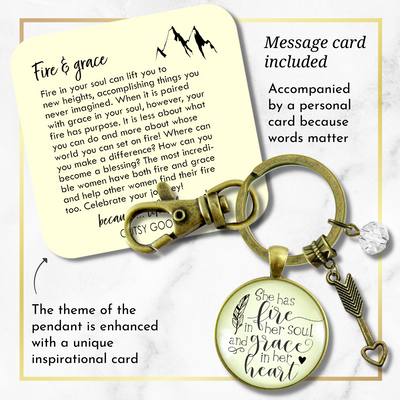 She Has Fire In Her Soul Keychain Grace In Heart Boho Handmade Jewelry For Women Arrow  Keychain - Women - Gutsy Goodness Handmade Jewelry