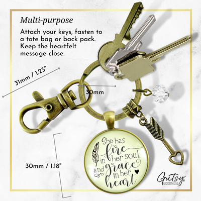 She Has Fire In Her Soul Keychain Grace In Heart Boho Handmade Jewelry For Women Arrow  Keychain - Women - Gutsy Goodness Handmade Jewelry