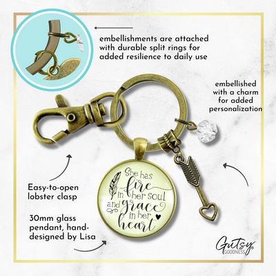 She Has Fire In Her Soul Keychain Grace In Heart Boho Handmade Jewelry For Women Arrow  Keychain - Women - Gutsy Goodness Handmade Jewelry