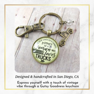 Truck Charm Keychain Never Underestimate Woman Loves Country Jewelry - Gutsy Goodness Handmade Jewelry;Truck Charm Keychain Never Underestimate Woman Loves Country Jewelry - Gutsy Goodness Handmade Jewelry Gifts