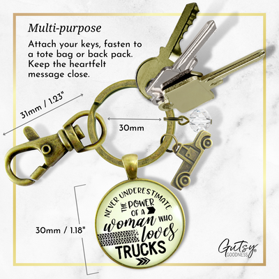 Truck Charm Keychain Never Underestimate Woman Loves Country Jewelry - Gutsy Goodness Handmade Jewelry;Truck Charm Keychain Never Underestimate Woman Loves Country Jewelry - Gutsy Goodness Handmade Jewelry Gifts