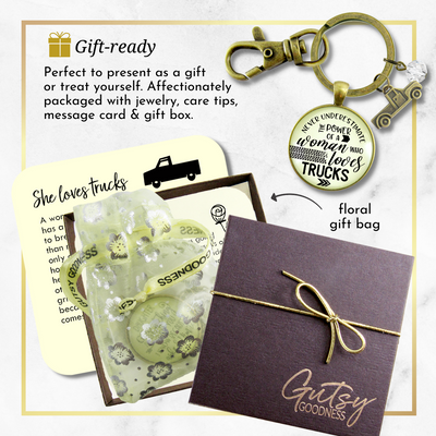 Truck Charm Keychain Never Underestimate Woman Loves Country Jewelry - Gutsy Goodness Handmade Jewelry;Truck Charm Keychain Never Underestimate Woman Loves Country Jewelry - Gutsy Goodness Handmade Jewelry Gifts