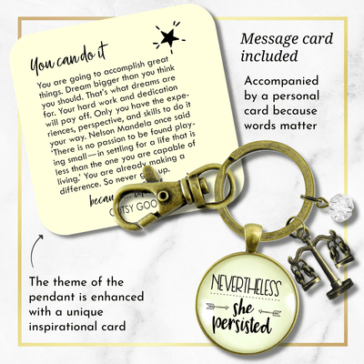 Law School Graduation Keychain Nevertheless She Persisted Future Graduate Justice Scales Jewelry - Gutsy Goodness