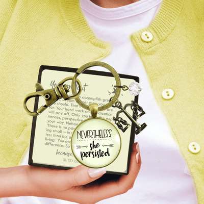Law School Graduation Keychain Nevertheless She Persisted Future Graduate Justice Scales Jewelry - Gutsy Goodness