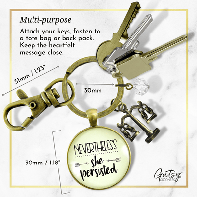 Law School Graduation Keychain Nevertheless She Persisted Future Graduate Justice Scales Jewelry - Gutsy Goodness