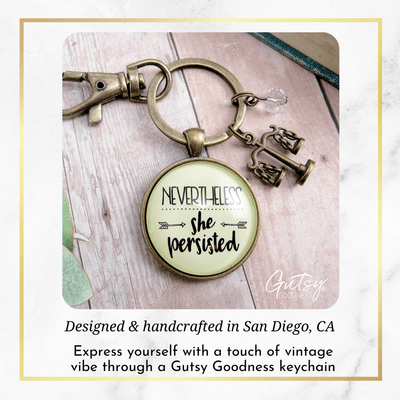 Law School Graduation Keychain Nevertheless She Persisted Future Graduate Justice Scales Jewelry - Gutsy Goodness