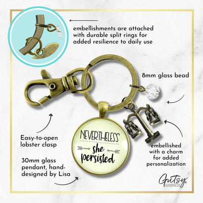 Law School Graduation Keychain Nevertheless She Persisted Future Graduate Justice Scales Jewelry - Gutsy Goodness