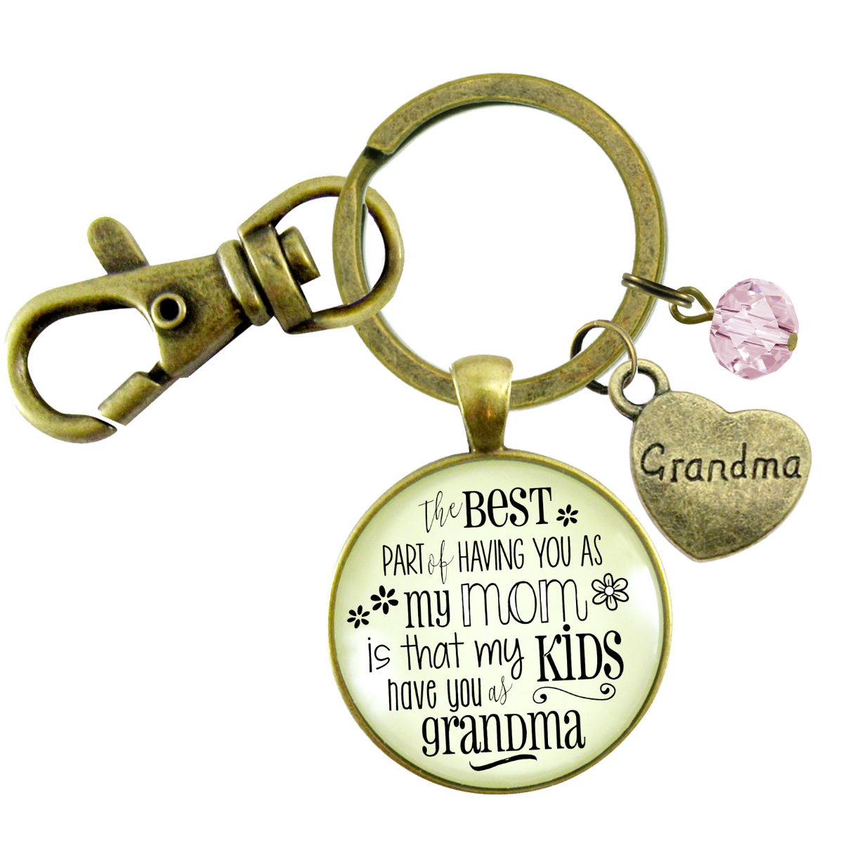 Grandmother Keychain Best Part You As Mom My Kids Grandma Jewelry Gift From Daughter - Gutsy Goodness Handmade Jewelry;Grandmother Keychain Best Part You As Mom My Kids Grandma Jewelry Gift From Daughter - Gutsy Goodness Handmade Jewelry Gifts