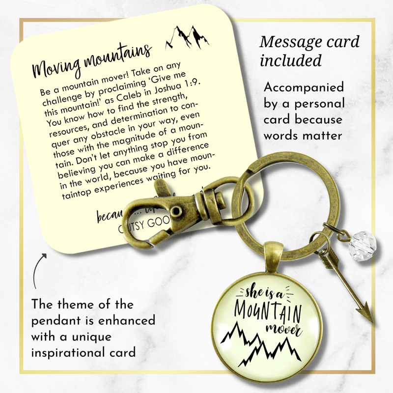 She is a Mountain Mover Keychain Motivated Life Attitude Jewelry - Gutsy Goodness