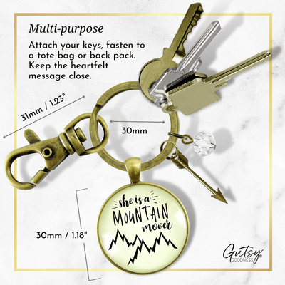 She is a Mountain Mover Keychain Motivated Life Attitude Jewelry - Gutsy Goodness