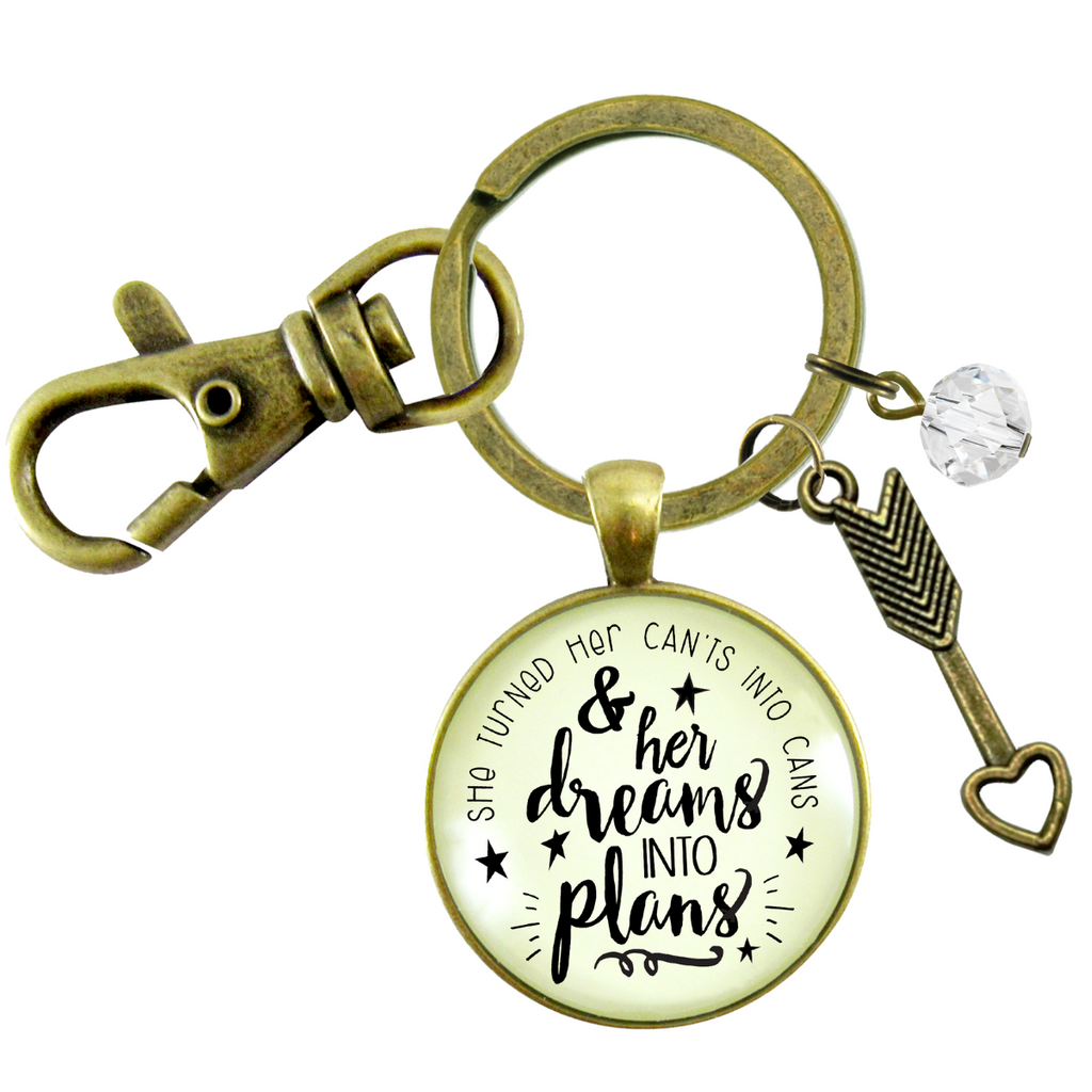 Dreams Into Plans Keychain Positive Life Words Boss Lady Jewelry