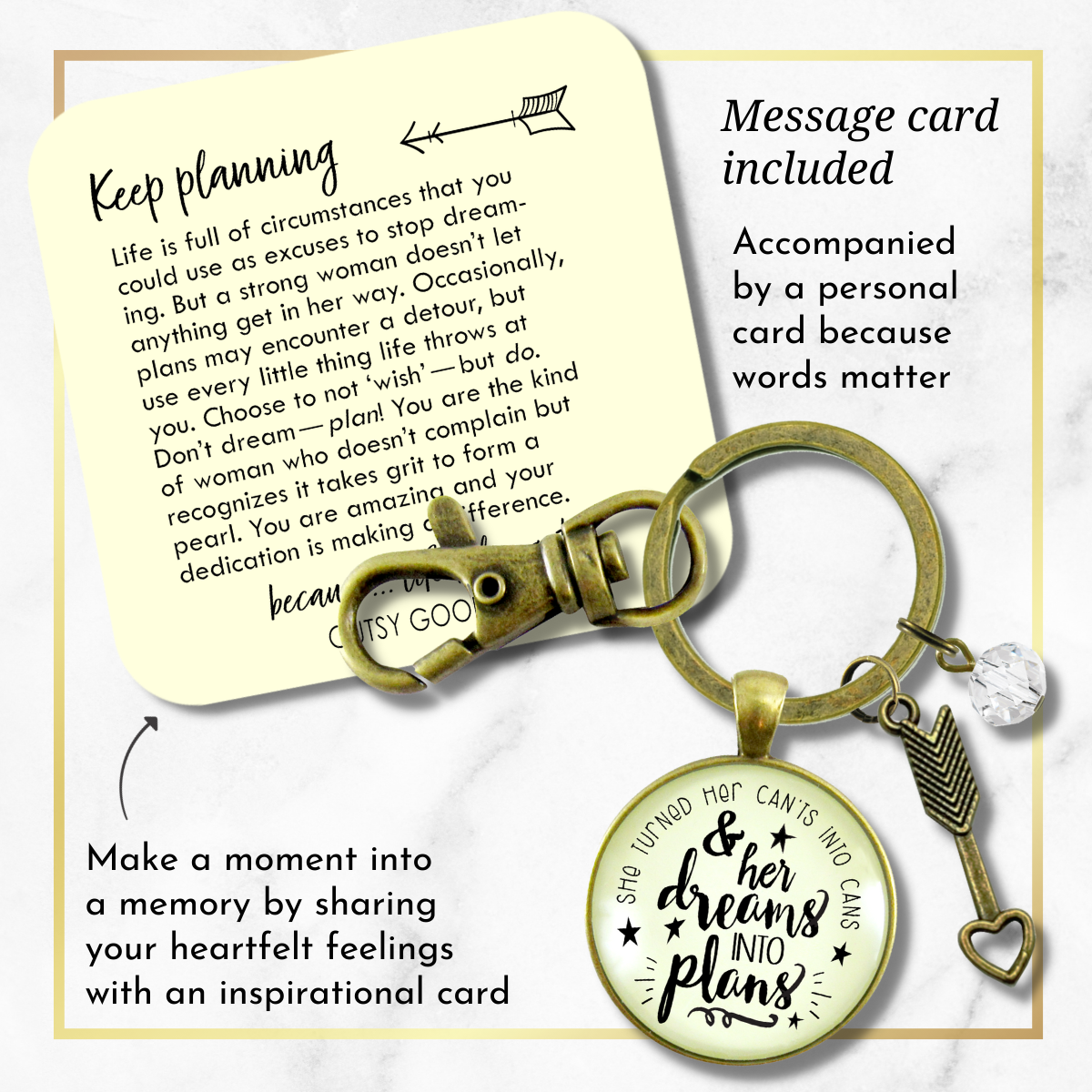 Dreams Into Plans Keychain Positive Life Words Boss Lady Jewelry - Gutsy Goodness Handmade Jewelry;Dreams Into Plans Keychain Positive Life Words Boss Lady Jewelry - Gutsy Goodness Handmade Jewelry Gifts