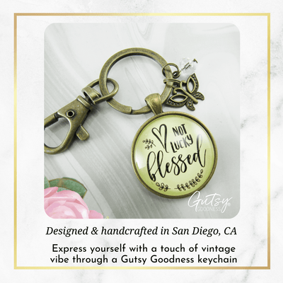 Not Lucky, Blessed Keychain Faith Inspired Vintage Jewelry For Women Butterfly Gift - Gutsy Goodness