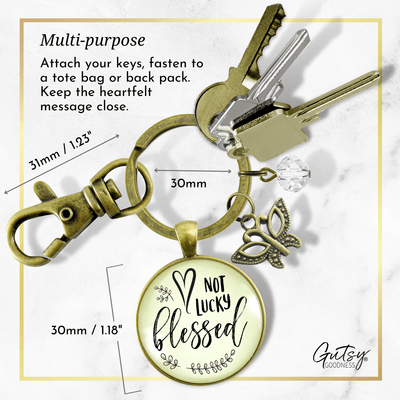 Not Lucky, Blessed Keychain Faith Inspired Vintage Jewelry For Women Butterfly Gift - Gutsy Goodness