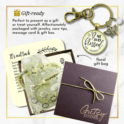 Not Lucky, Blessed Keychain Faith Inspired Vintage Jewelry For Women Butterfly Gift - Gutsy Goodness