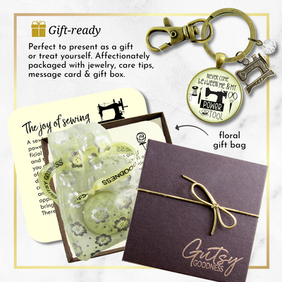 Seamstress Keychain Never Come Between My Powertool Fun Quote Womens Sewing Jewelry - Gutsy Goodness Handmade Jewelry;Seamstress Keychain Never Come Between My Powertool Fun Quote Womens Sewing Jewelry - Gutsy Goodness Handmade Jewelry Gifts