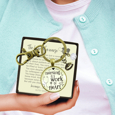 Nurse Keychain Nursing Work Heart Thank You Gift Medical Jewelry - Gutsy Goodness