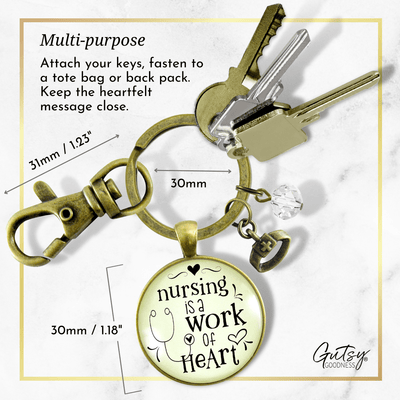 Nurse Keychain Nursing Work Heart Thank You Gift Medical Jewelry - Gutsy Goodness