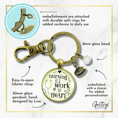 Nurse Keychain Nursing Work Heart Thank You Gift Medical Jewelry - Gutsy Goodness