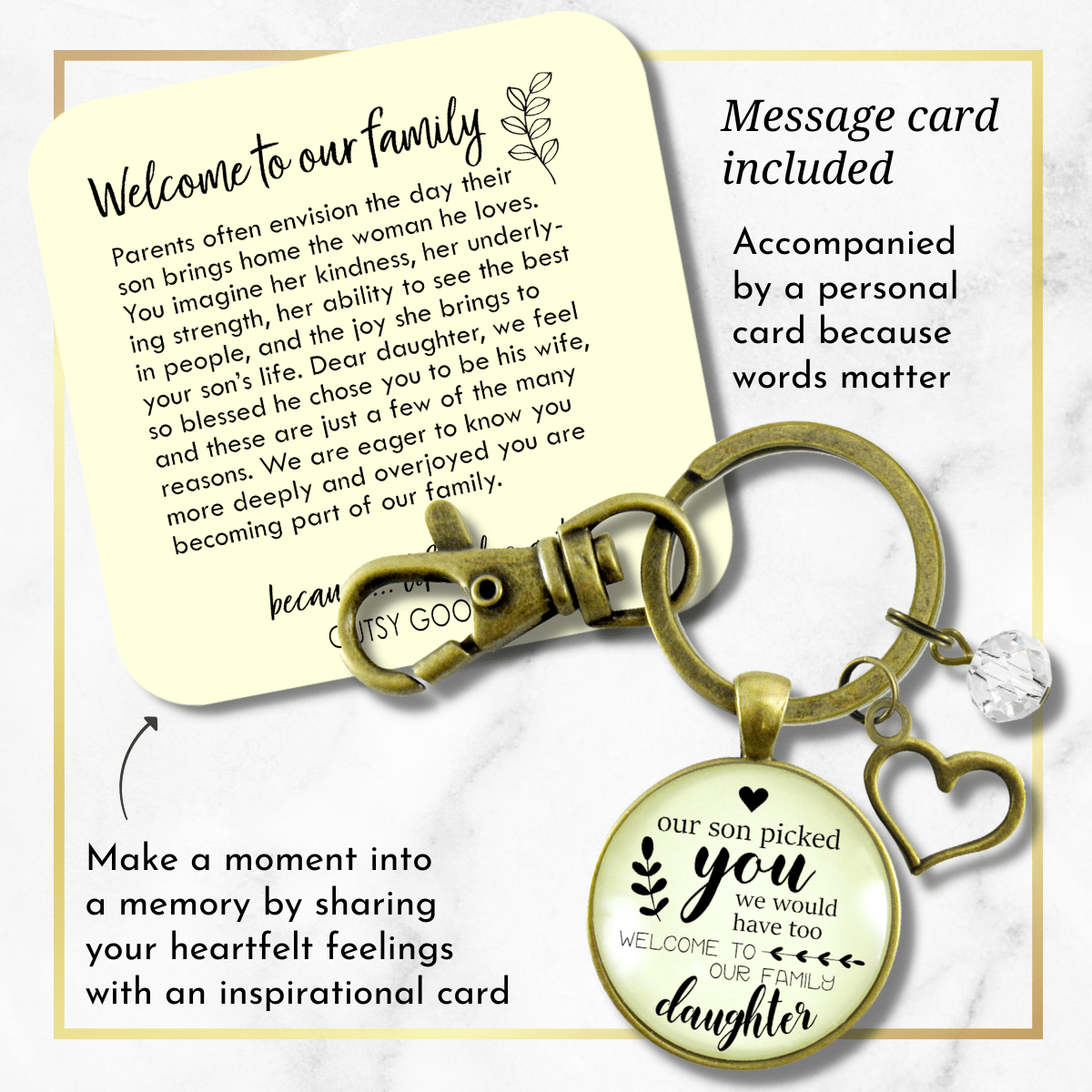 Daughter In Law Keychain Our Son Picked You Keepsake Wedding Jewelry Gift For Bride Heart - Gutsy Goodness Handmade Jewelry;Daughter In Law Keychain Our Son Picked You Keepsake Wedding Jewelry Gift For Bride Heart - Gutsy Goodness Handmade Jewelry Gifts