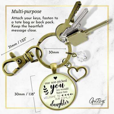 Daughter In Law Keychain Our Son Picked You Keepsake Wedding Jewelry Gift For Bride Heart - Gutsy Goodness Handmade Jewelry;Daughter In Law Keychain Our Son Picked You Keepsake Wedding Jewelry Gift For Bride Heart - Gutsy Goodness Handmade Jewelry Gifts