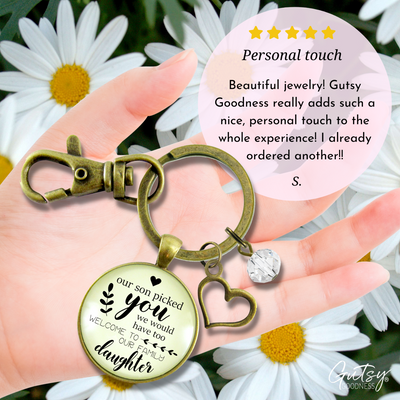 Daughter In Law Keychain Our Son Picked You Keepsake Wedding Jewelry Gift For Bride Heart - Gutsy Goodness Handmade Jewelry;Daughter In Law Keychain Our Son Picked You Keepsake Wedding Jewelry Gift For Bride Heart - Gutsy Goodness Handmade Jewelry Gifts