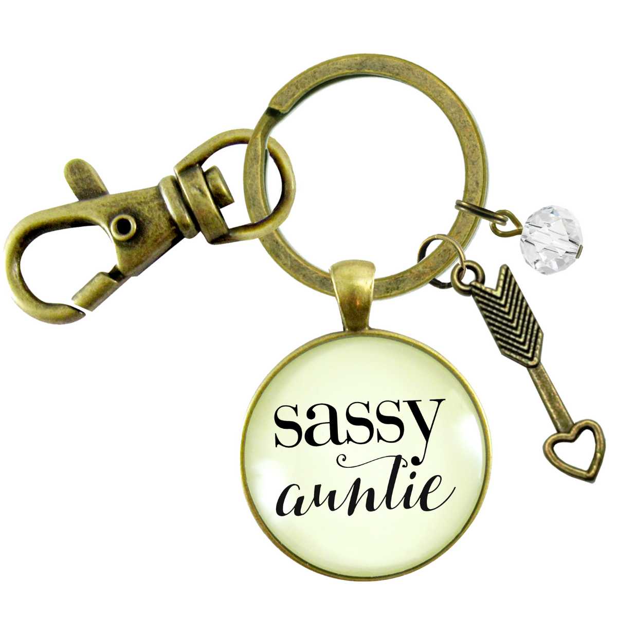 Sassy Auntie Keychain Glam Quote Fun Gift Vintage Inspired Jewelry For Women - Gutsy Goodness Handmade Jewelry;Sassy Auntie Keychain Glam Quote Fun Gift Vintage Inspired Jewelry For Women - Gutsy Goodness Handmade Jewelry Gifts