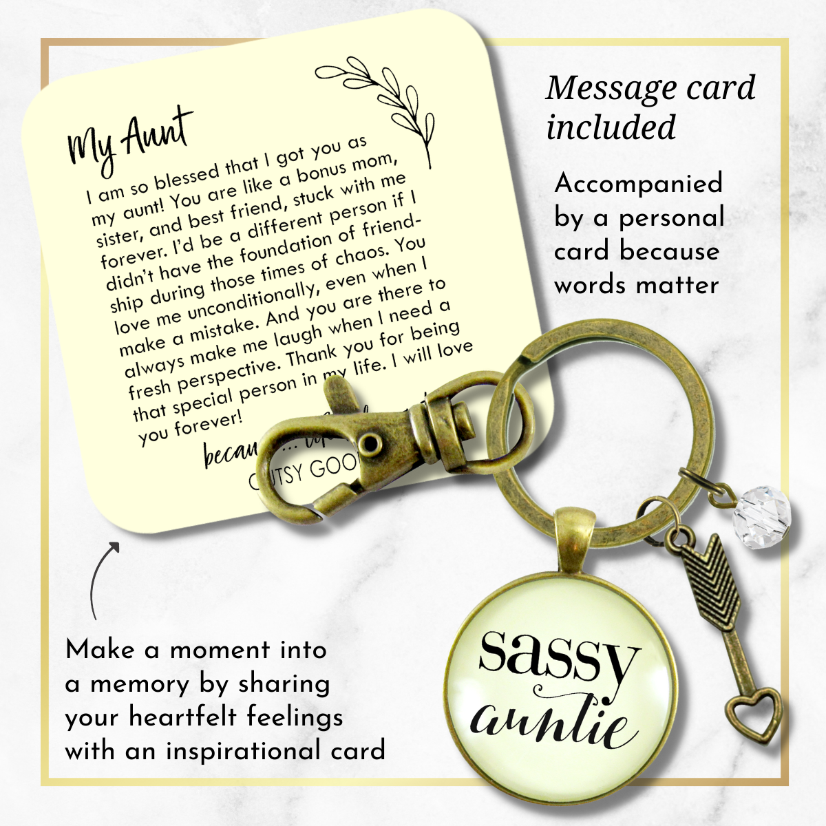 Sassy Auntie Keychain Glam Quote Fun Gift Vintage Inspired Jewelry For Women - Gutsy Goodness Handmade Jewelry;Sassy Auntie Keychain Glam Quote Fun Gift Vintage Inspired Jewelry For Women - Gutsy Goodness Handmade Jewelry Gifts