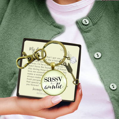 Sassy Auntie Keychain Glam Quote Fun Gift Vintage Inspired Jewelry For Women - Gutsy Goodness Handmade Jewelry;Sassy Auntie Keychain Glam Quote Fun Gift Vintage Inspired Jewelry For Women - Gutsy Goodness Handmade Jewelry Gifts