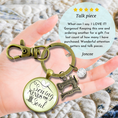 Sewing Keychain Mends the Soul Seamstress Key Ring Bronze Jewelry Machine Charm - Gutsy Goodness Handmade Jewelry;Sewing Keychain Mends The Soul Seamstress Key Ring Bronze Jewelry Machine Charm - Gutsy Goodness Handmade Jewelry Gifts