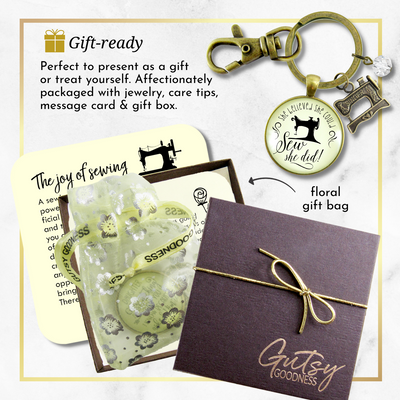 Sewing Keychain She Believed She Could SEW Seamstress Jewelry Gift Sew Machine - Gutsy Goodness Handmade Jewelry;Sewing Keychain She Believed She Could Sew Seamstress Jewelry Gift Sew Machine - Gutsy Goodness Handmade Jewelry Gifts