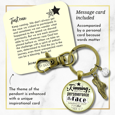 Runners Keychain Run Perseverance Faith Marathon Jewelry - Gutsy Goodness